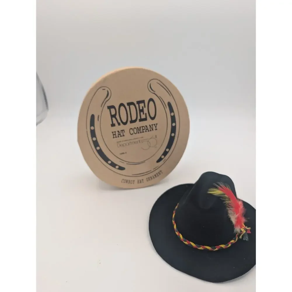 Cowboy Hat Christmas Ornament Dept 56 Rodeo Hat Company in Original Box Mini Hat